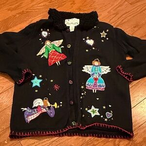 Vintage Quacker Factory Black Angel Embroidered Jacket